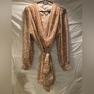 Express printed Romper with wrap tie, six M